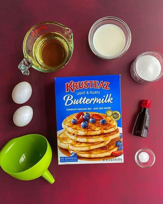 funnel cake ingredients with pancake mix